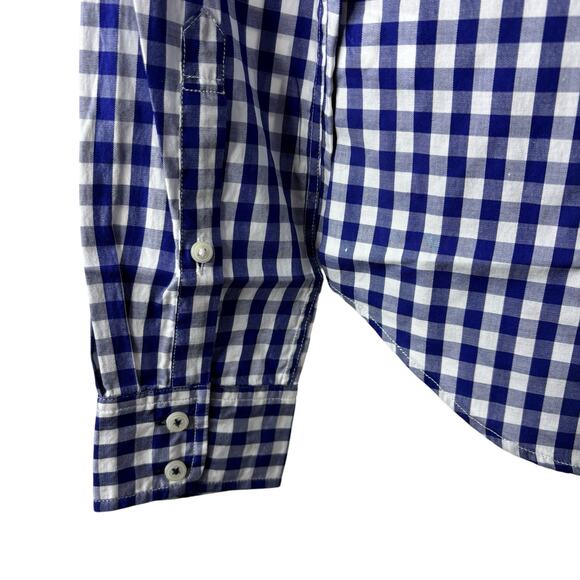 UNTUCKit Blue White Gingham Checkered Button Down Womens 0 Classic Preppy NWT - Picture 7 of 13